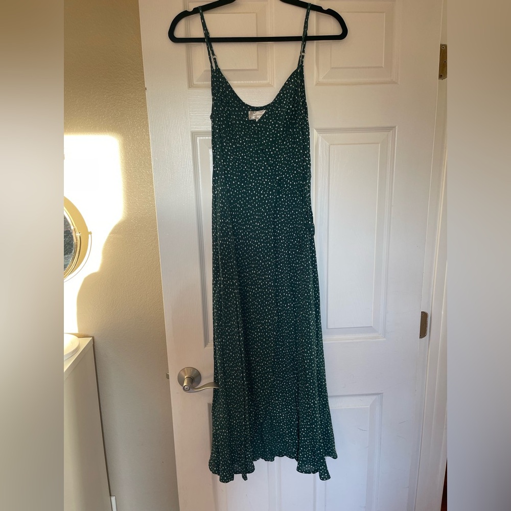 100% viscose Band of Gypsies Teal Polka Dot wrap dress